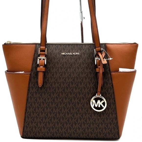 Michael Kors Large Charlotte Tote Bag Luggage Brown